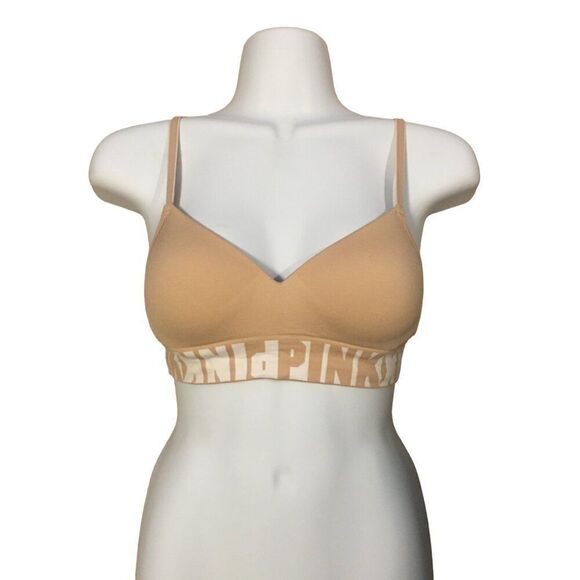 Victorias Secret Pink Wireless Bralette XS Beige Cool & Comfy - Picture 1 of 5